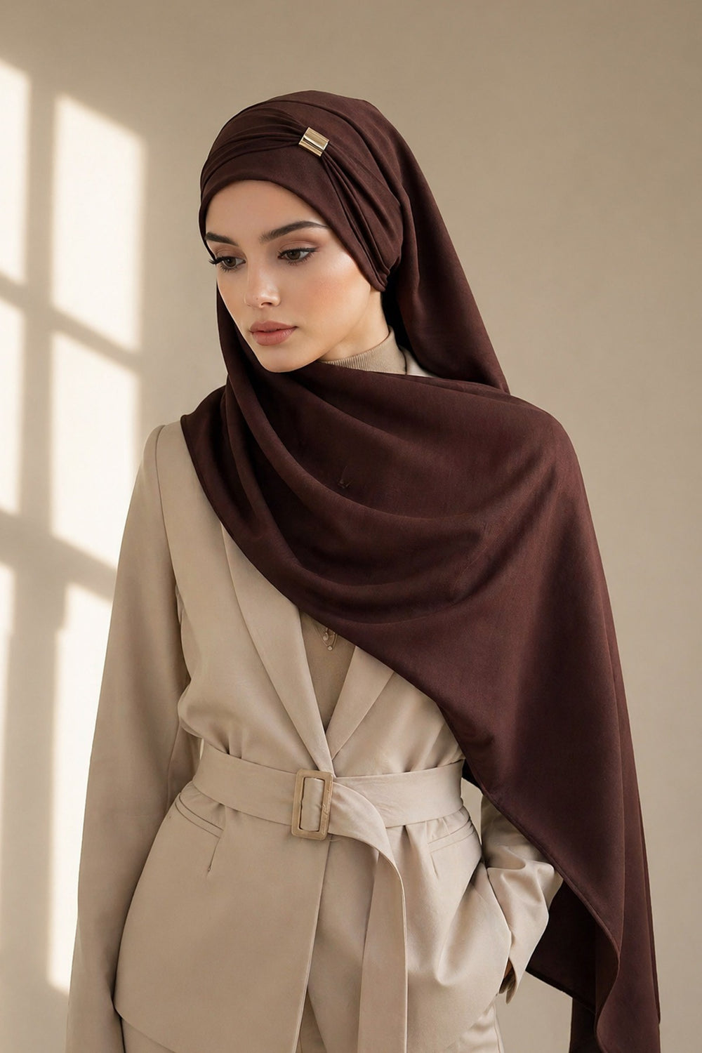 Instant Lightweight Aerobin Shawl Head Turbans For Women Headwear Stylish Head Wrap Elegant Design,CPS-94 Brown