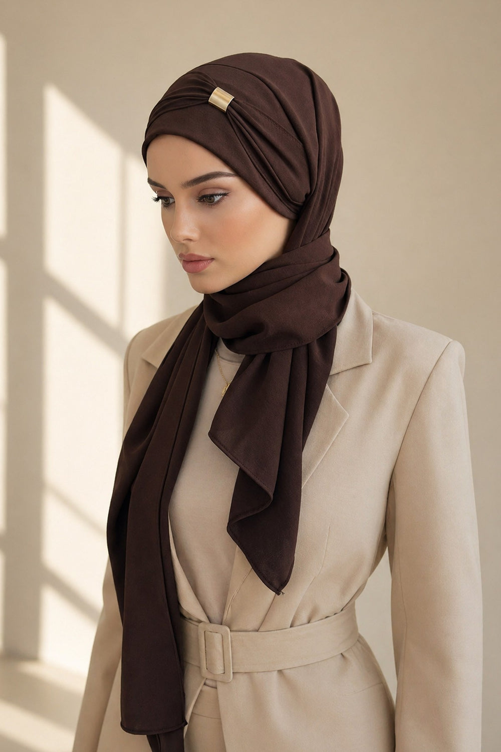 Instant Lightweight Aerobin Shawl Head Turbans For Women Headwear Stylish Head Wrap Elegant Design,CPS-94 Brown