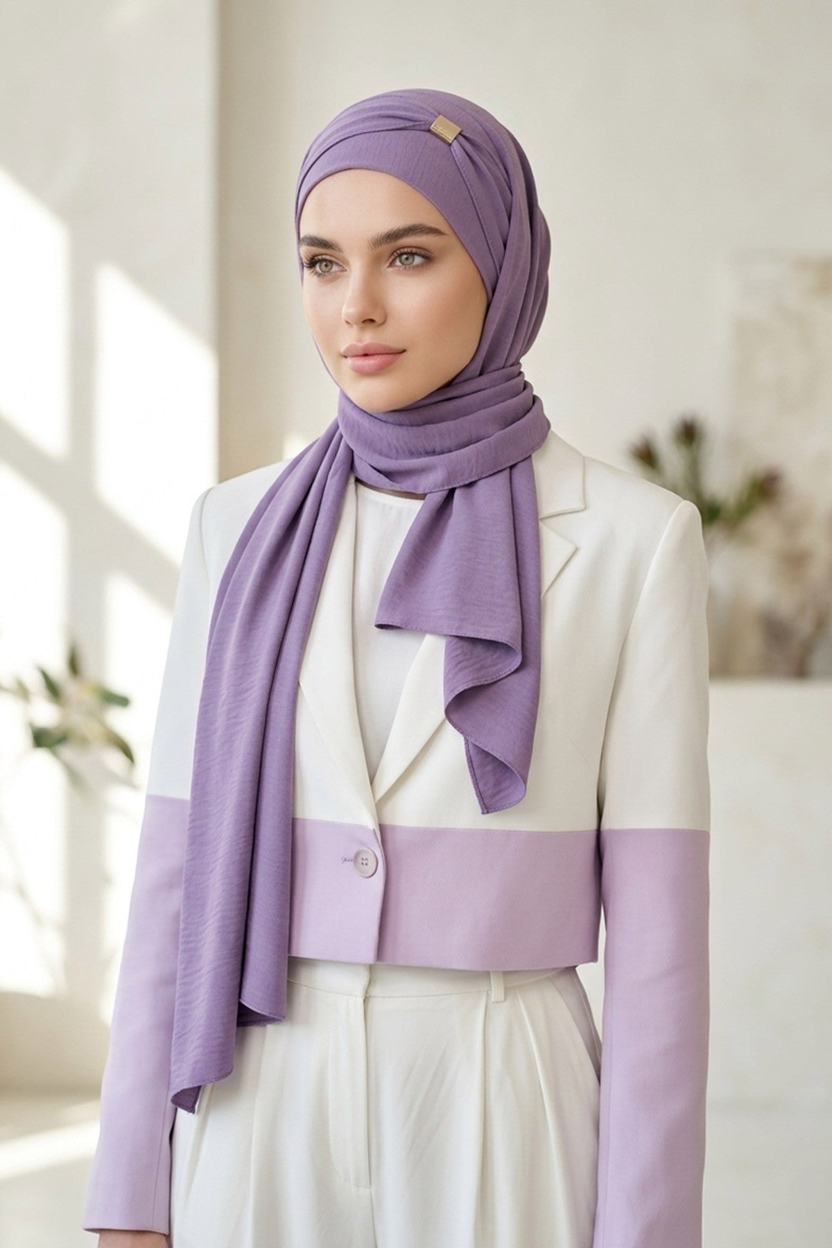 Instant Lightweight Aerobin Shawl Head Turbans For Women Headwear Stylish Head Wrap Elegant Design,CPS-94 Purple 2