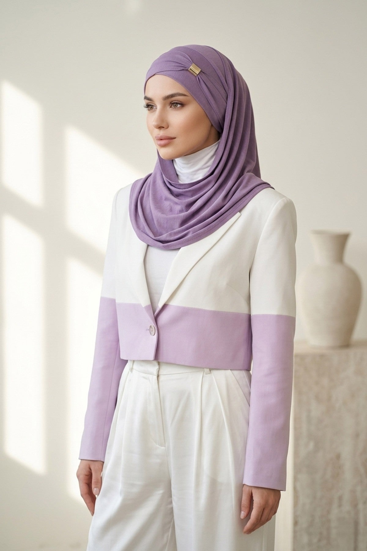 Instant Lightweight Aerobin Shawl Head Turbans For Women Headwear Stylish Head Wrap Elegant Design,CPS-94 Purple 2