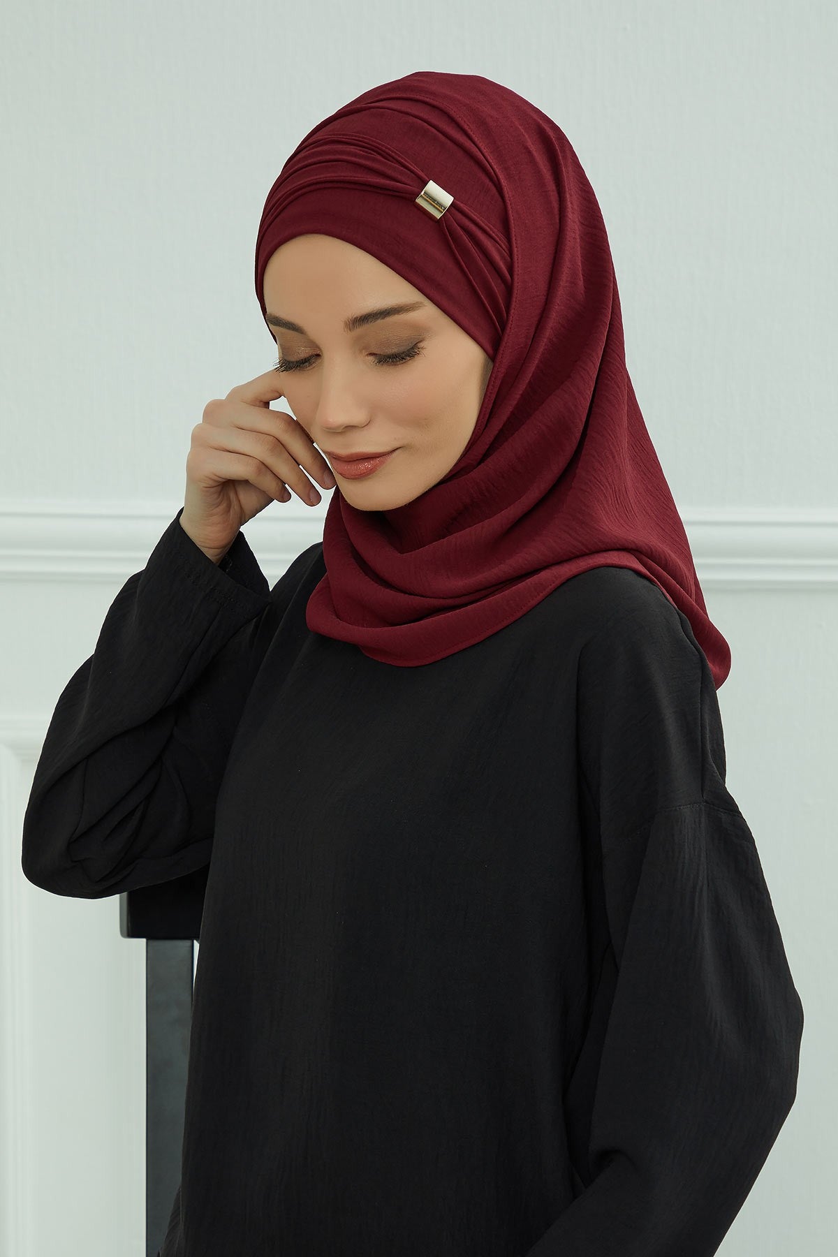 Instant Lightweight Aerobin Shawl Head Turbans For Women Headwear Stylish Head Wrap Elegant Design,CPS-94 Maroon