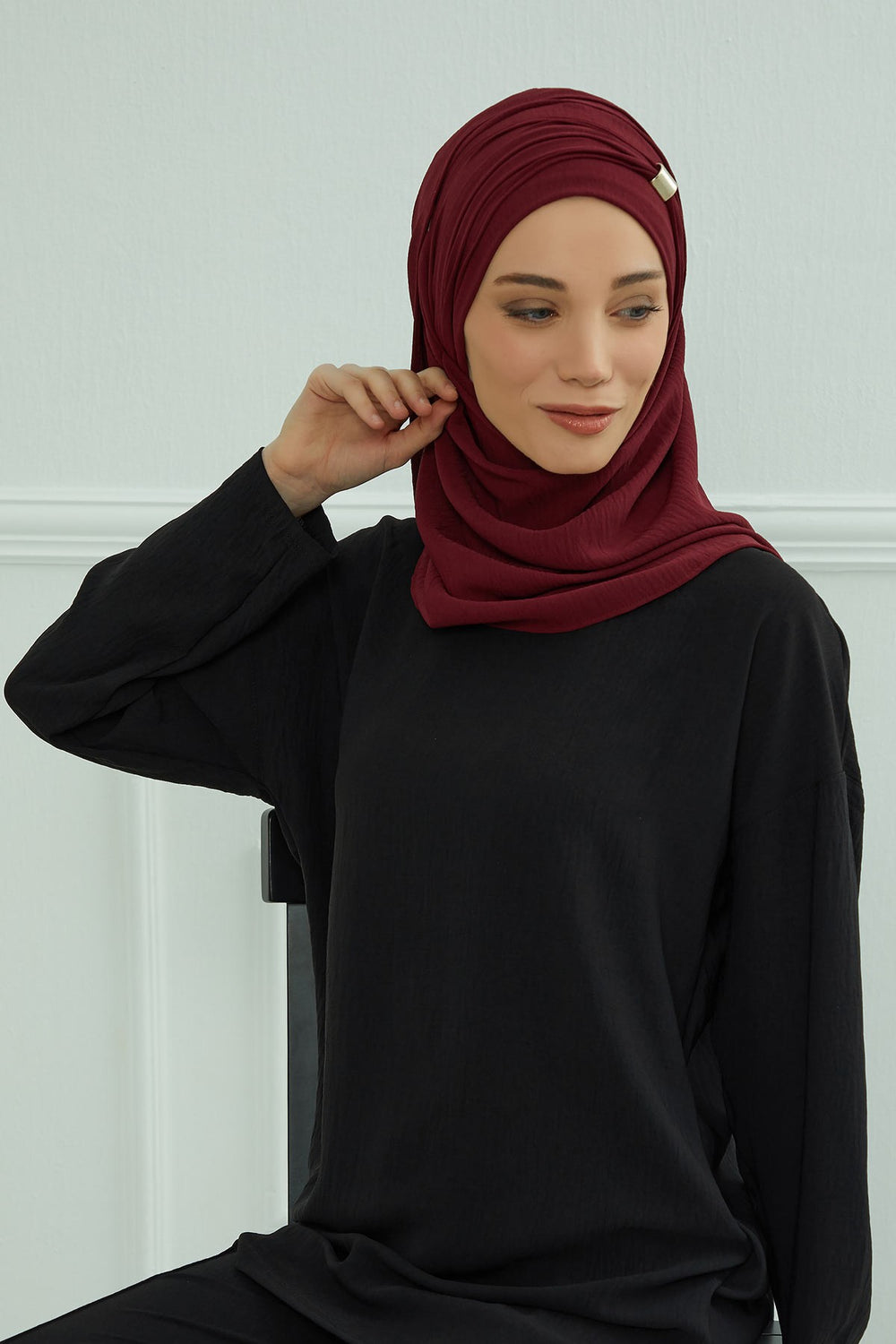 Instant Lightweight Aerobin Shawl Head Turbans For Women Headwear Stylish Head Wrap Elegant Design,CPS-94 Maroon