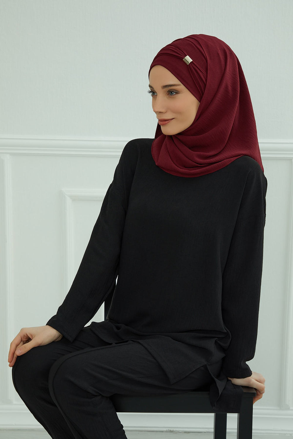 Instant Lightweight Aerobin Shawl Head Turbans For Women Headwear Stylish Head Wrap Elegant Design,CPS-94 Maroon