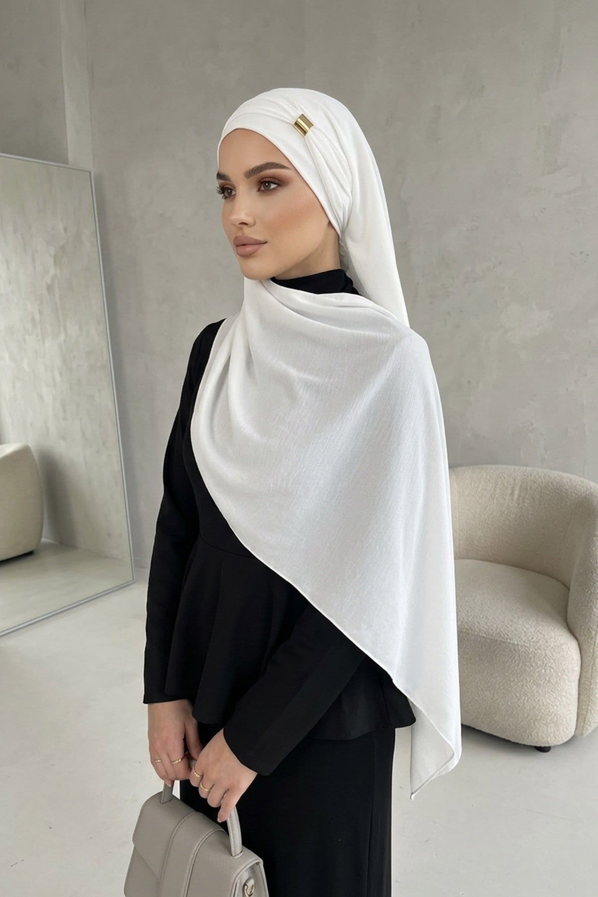 Instant Lightweight Aerobin Shawl Head Turbans For Women Headwear Stylish Head Wrap Elegant Design,CPS-94 Ecru