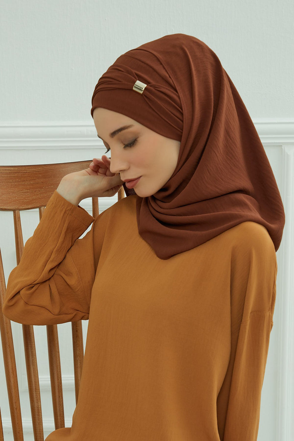 Instant Lightweight Aerobin Shawl Head Turbans For Women Headwear Stylish Head Wrap Elegant Design,CPS-94 Cinnamon