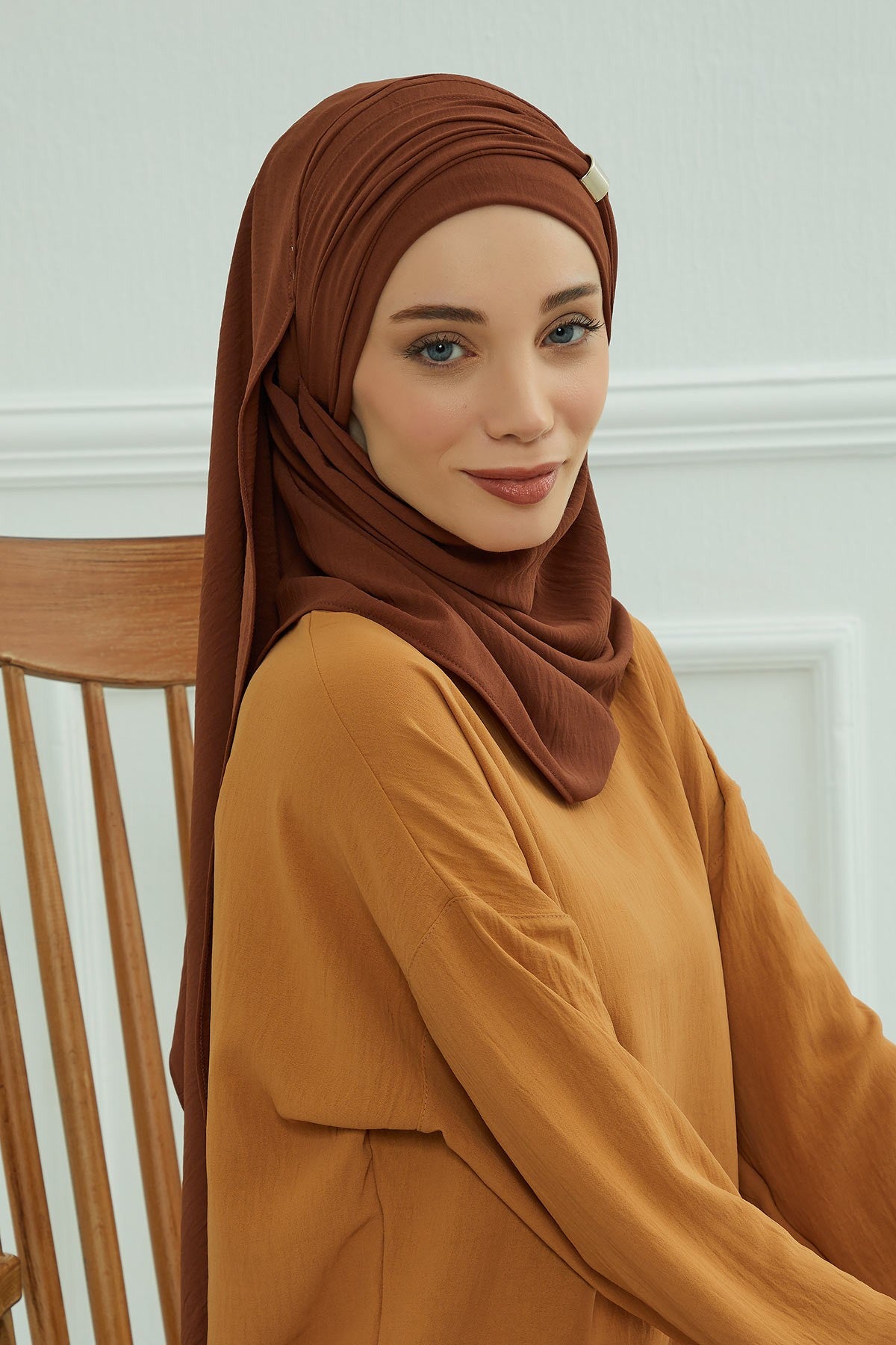 Instant Lightweight Aerobin Shawl Head Turbans For Women Headwear Stylish Head Wrap Elegant Design,CPS-94 Cinnamon