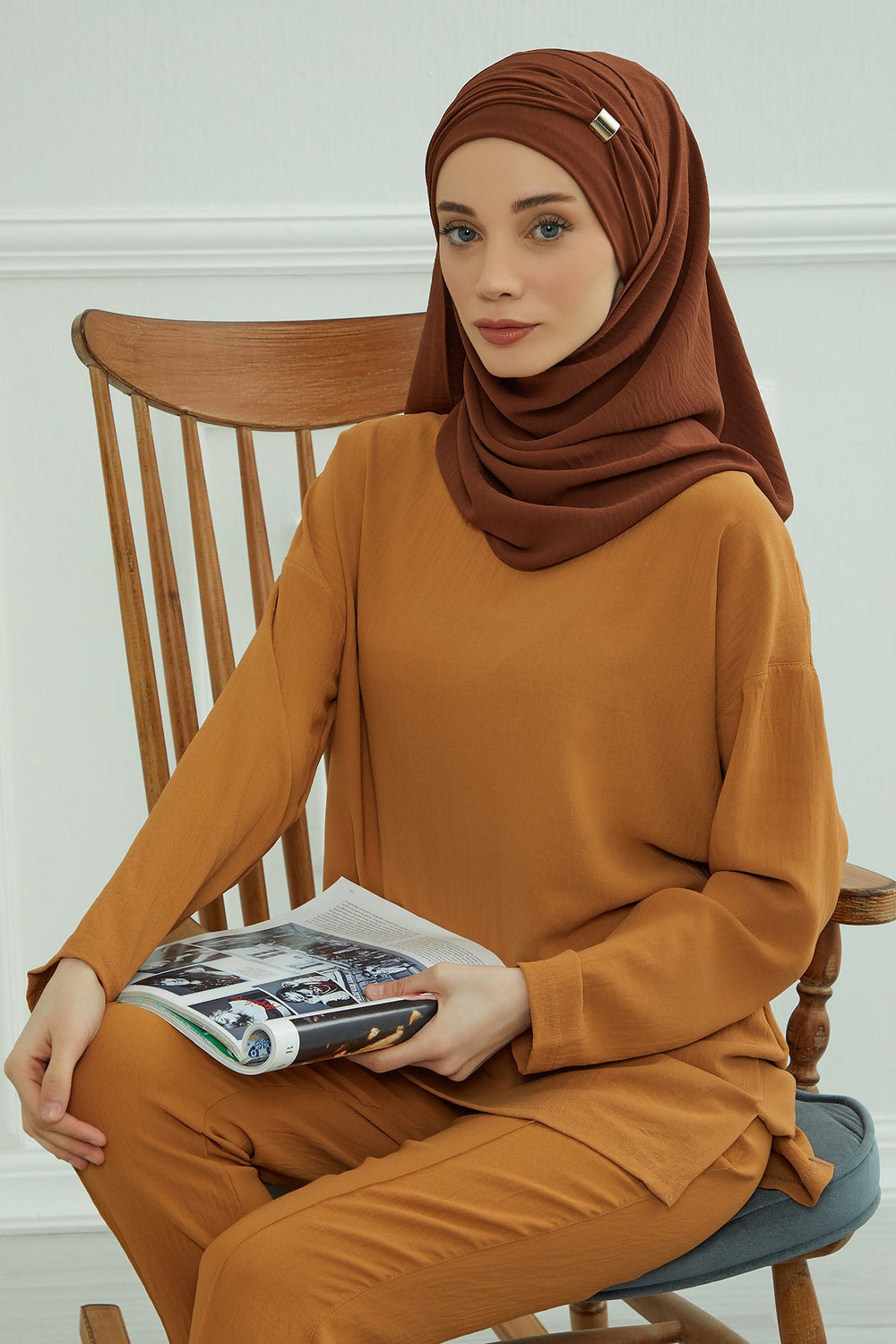 Instant Lightweight Aerobin Shawl Head Turbans For Women Headwear Stylish Head Wrap Elegant Design,CPS-94 Cinnamon