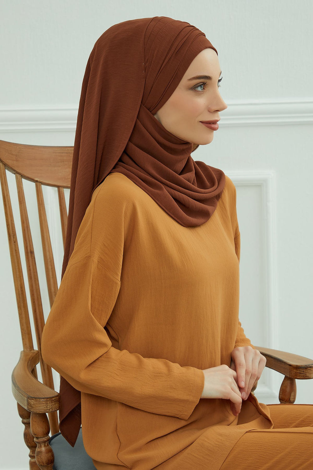 Instant Lightweight Aerobin Shawl Head Turbans For Women Headwear Stylish Head Wrap Elegant Design,CPS-94 Cinnamon