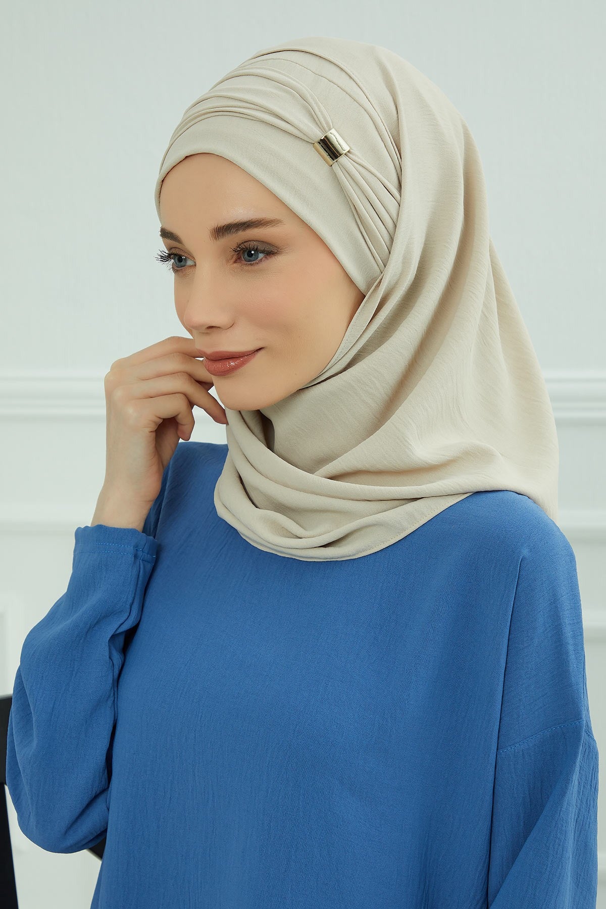 Instant Lightweight Aerobin Shawl Head Turbans For Women Headwear Stylish Head Wrap Elegant Design,CPS-94 Beige
