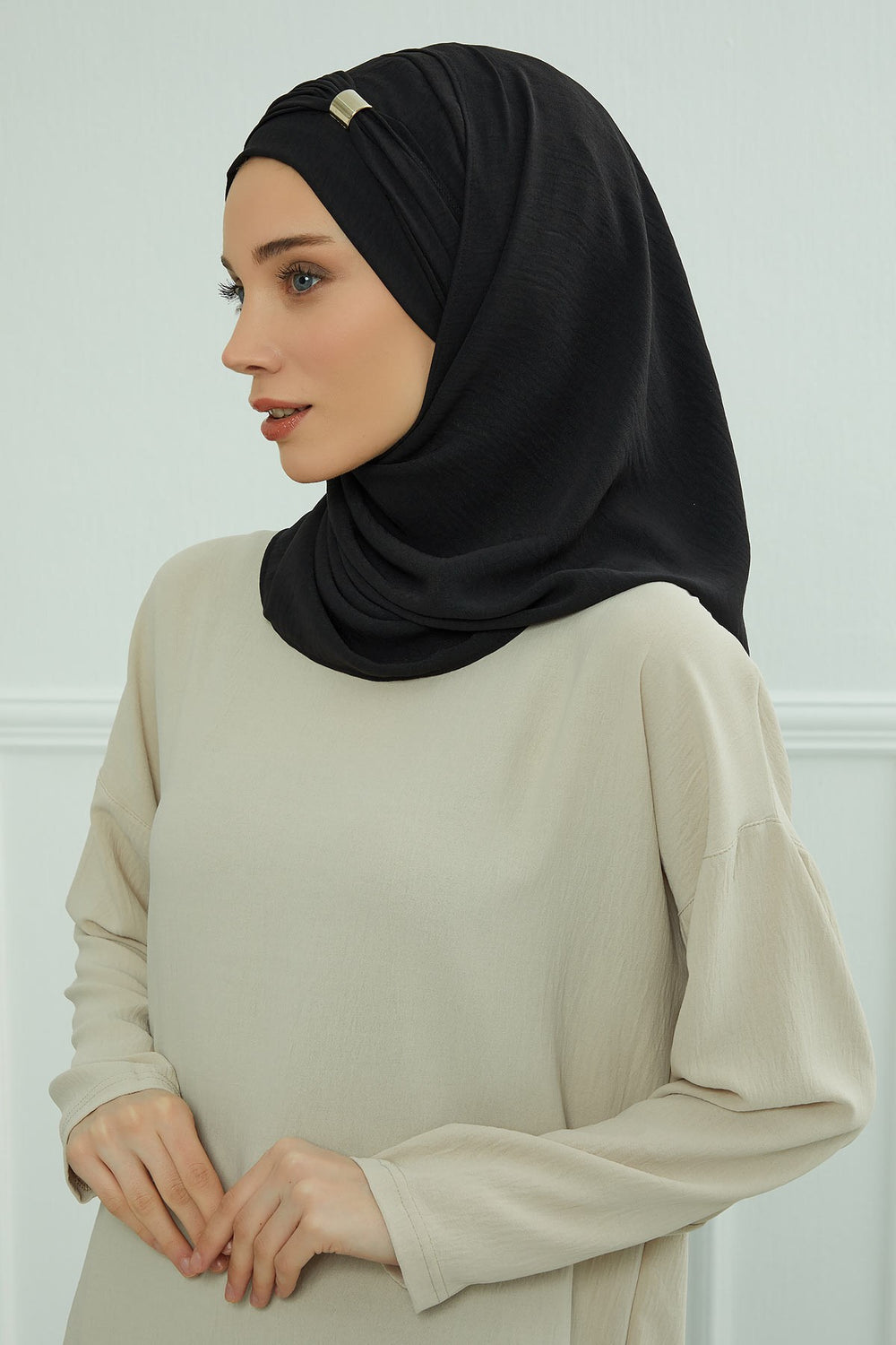 Instant Lightweight Aerobin Shawl Head Turbans For Women Headwear Stylish Head Wrap Elegant Design,CPS-94 Black