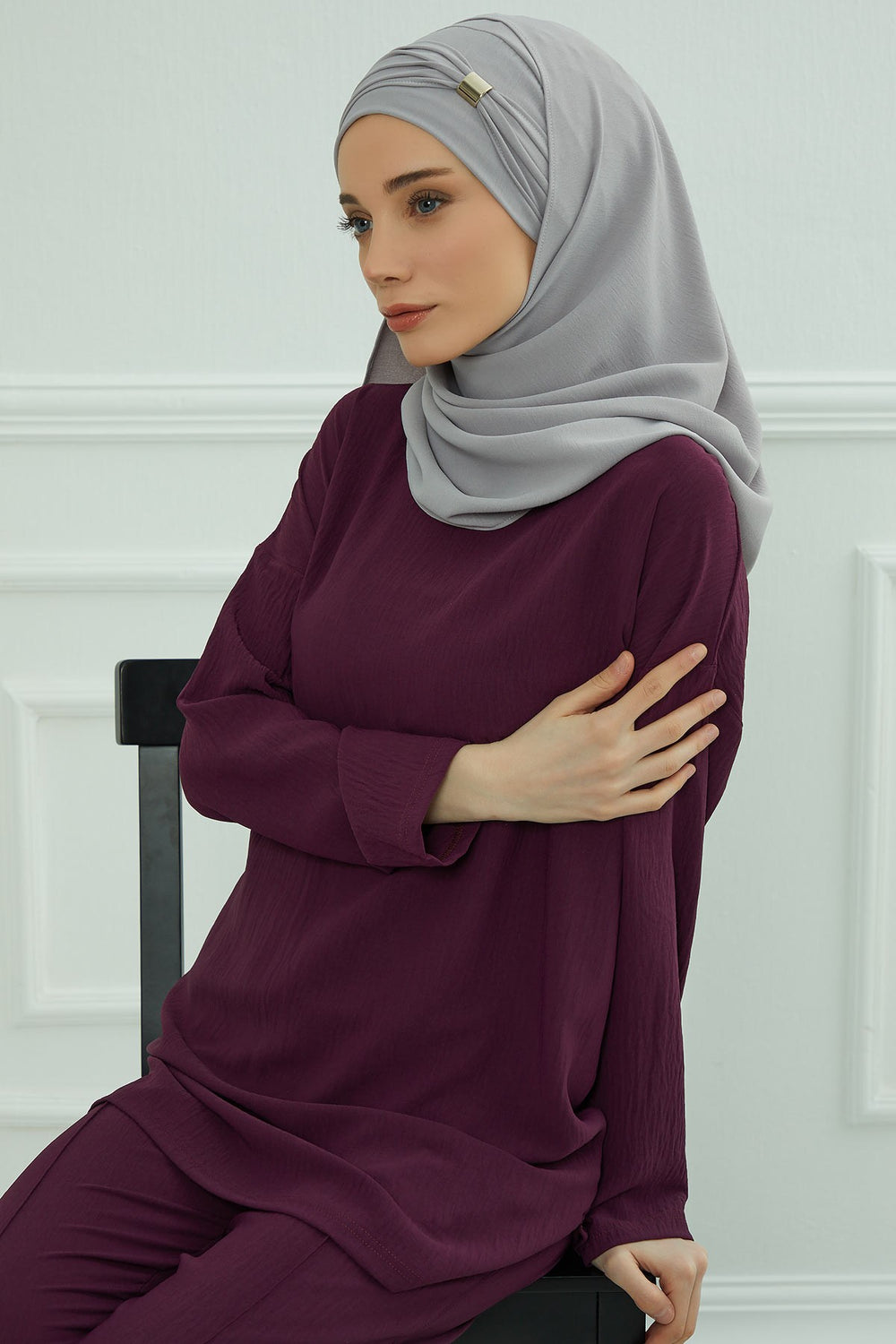 Instant Lightweight Aerobin Shawl Head Turbans For Women Headwear Stylish Head Wrap Elegant Design,CPS-94 Grey