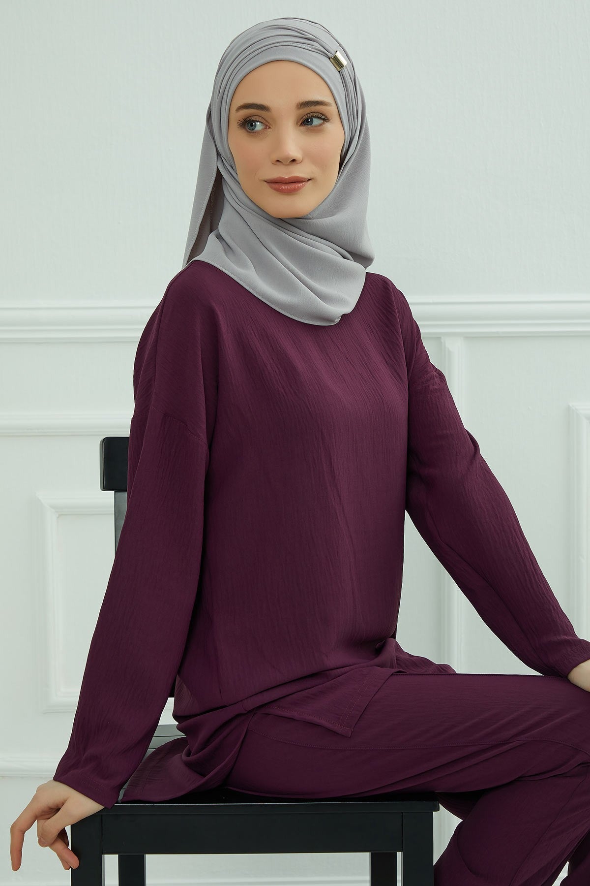 Instant Lightweight Aerobin Shawl Head Turbans For Women Headwear Stylish Head Wrap Elegant Design,CPS-94 Grey