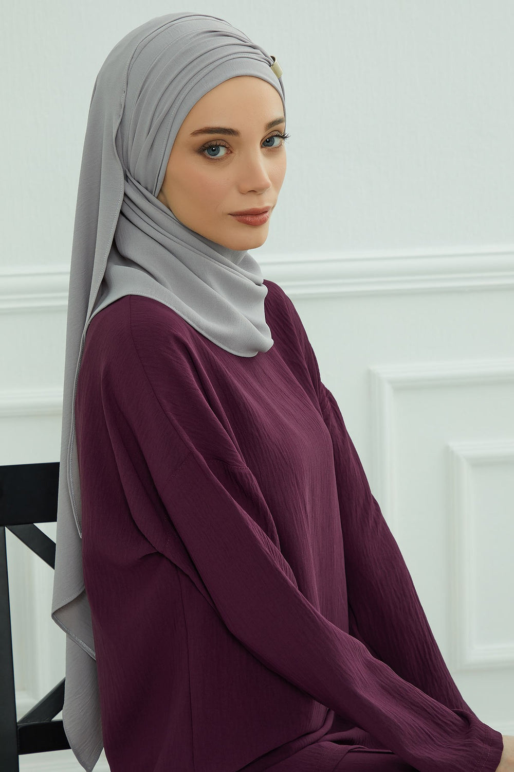 Instant Lightweight Aerobin Shawl Head Turbans For Women Headwear Stylish Head Wrap Elegant Design,CPS-94 Grey