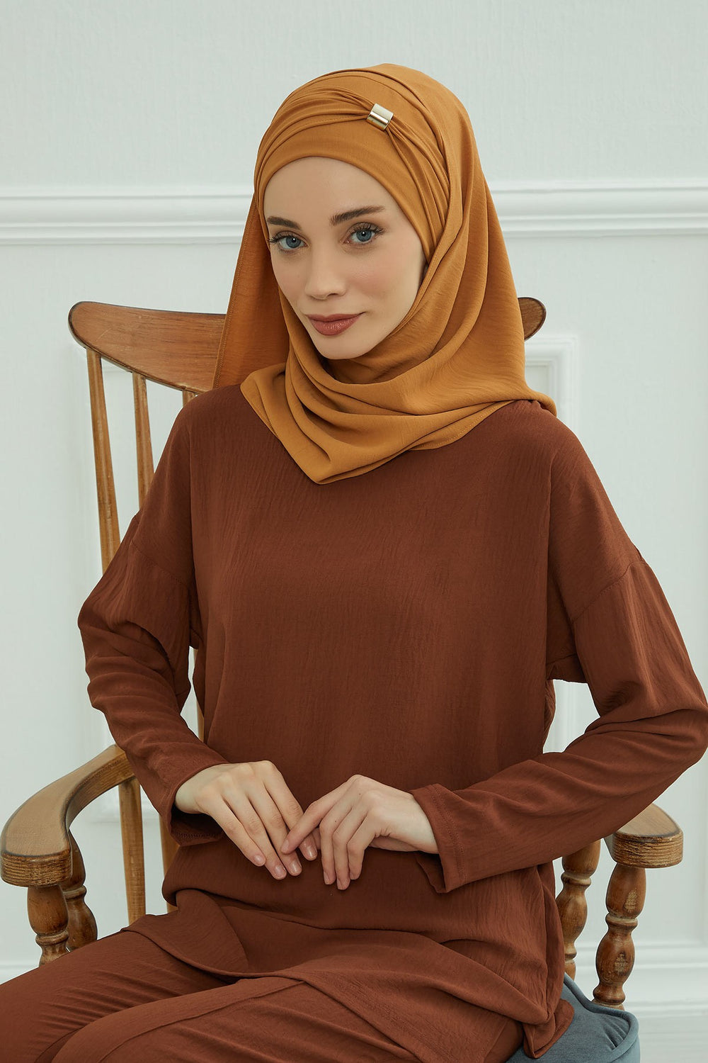 Instant Lightweight Aerobin Shawl Head Turbans For Women Headwear Stylish Head Wrap Elegant Design,CPS-94 Tawny Brown