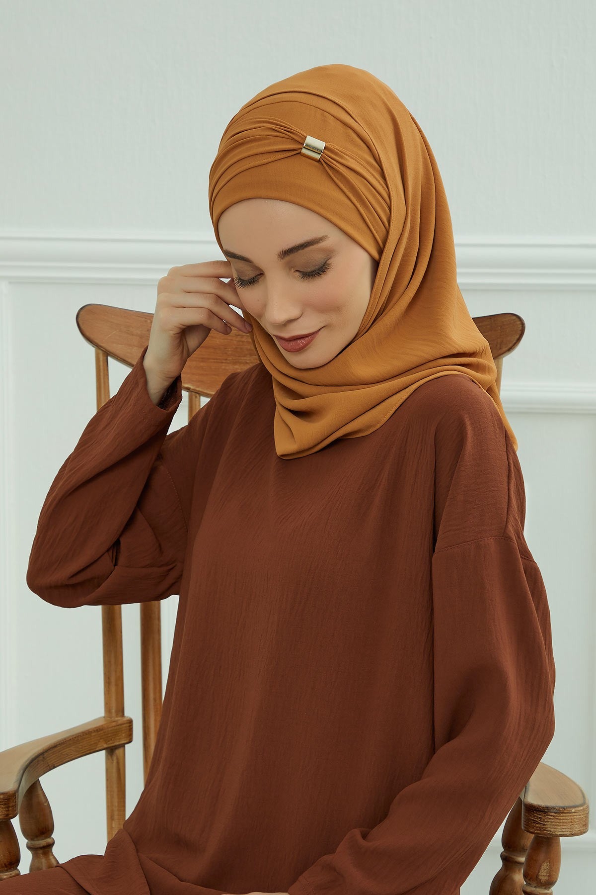 Instant Lightweight Aerobin Shawl Head Turbans For Women Headwear Stylish Head Wrap Elegant Design,CPS-94 Tawny Brown