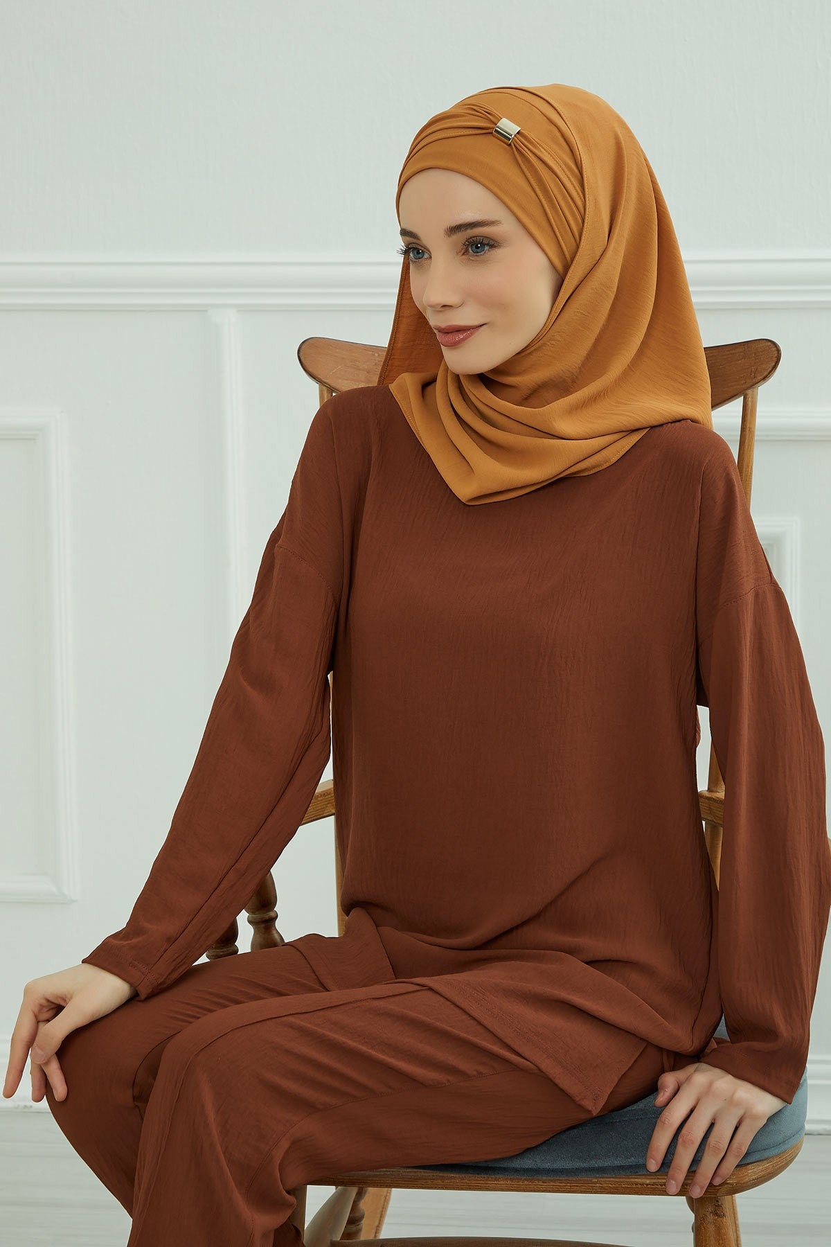 Instant Lightweight Aerobin Shawl Head Turbans For Women Headwear Stylish Head Wrap Elegant Design,CPS-94 Tawny Brown