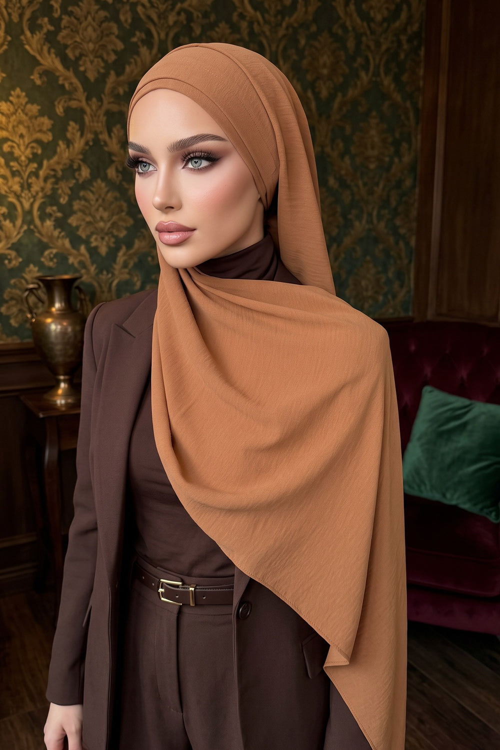 Instant Lightweight Aerobin Shawl Head Turbans For Women Headwear Stylish Head Wrap Elegant Design,CPS-93 Camel