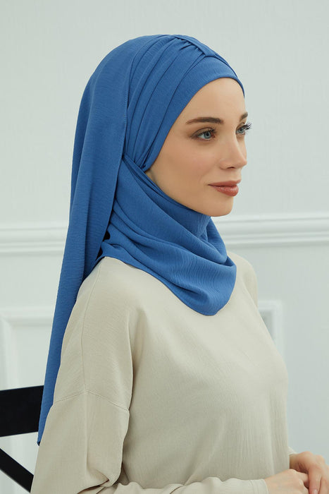 Instant Lightweight Aerobin Shawl Head Turbans For Women Headwear Stylish Head Wrap Elegant Design,CPS-91 Blue