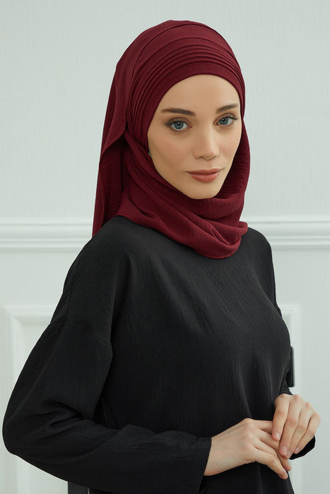 Instant Lightweight Aerobin Shawl Pleated Scarf Head Turbans For Women Headwear Stylish Head Wrap Elegant Design,CPS-90