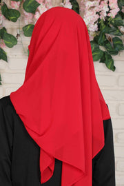 Instant Chiffon Shawl with Stylish Cross Stitching, Lightweight Cross-Stitched Chiffon Shawl, Stylish Instant Hijab Scarf for Women,CPS-502 Red