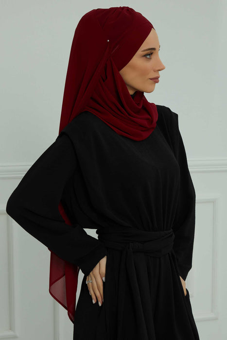 Instant Scarf Chiffon Shawl for Women Headwear Turban Ready to Wear Scarf,CPS-502