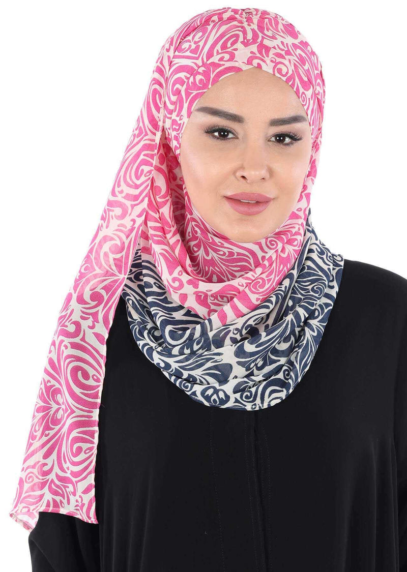 Eleganter gemusterter Instant-Chiffon-Schal-Hijab für Damen, leichtes, atmungsaktives Damen-Kopftuch, CPS-502D