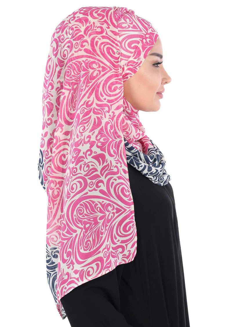 Eleganter gemusterter Instant-Chiffon-Schal-Hijab für Damen, leichtes, atmungsaktives Damen-Kopftuch, CPS-502D