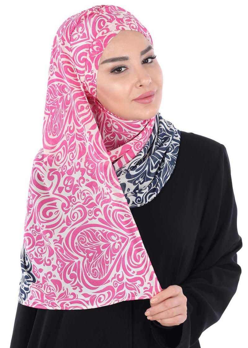 Eleganter gemusterter Instant-Chiffon-Schal-Hijab für Damen, leichtes, atmungsaktives Damen-Kopftuch, CPS-502D
