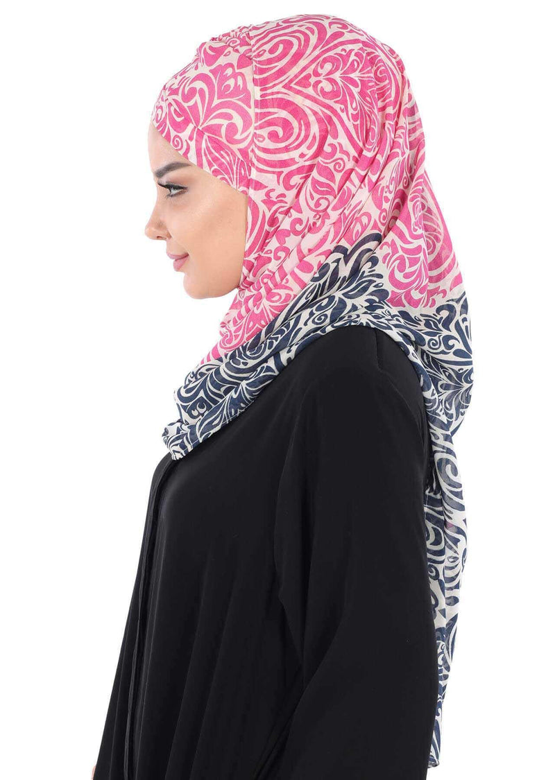 Eleganter gemusterter Instant-Chiffon-Schal-Hijab für Damen, leichtes, atmungsaktives Damen-Kopftuch, CPS-502D