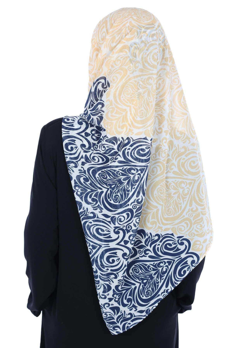 Eleganter gemusterter Instant-Chiffon-Schal-Hijab für Damen, leichtes, atmungsaktives Damen-Kopftuch, CPS-502D