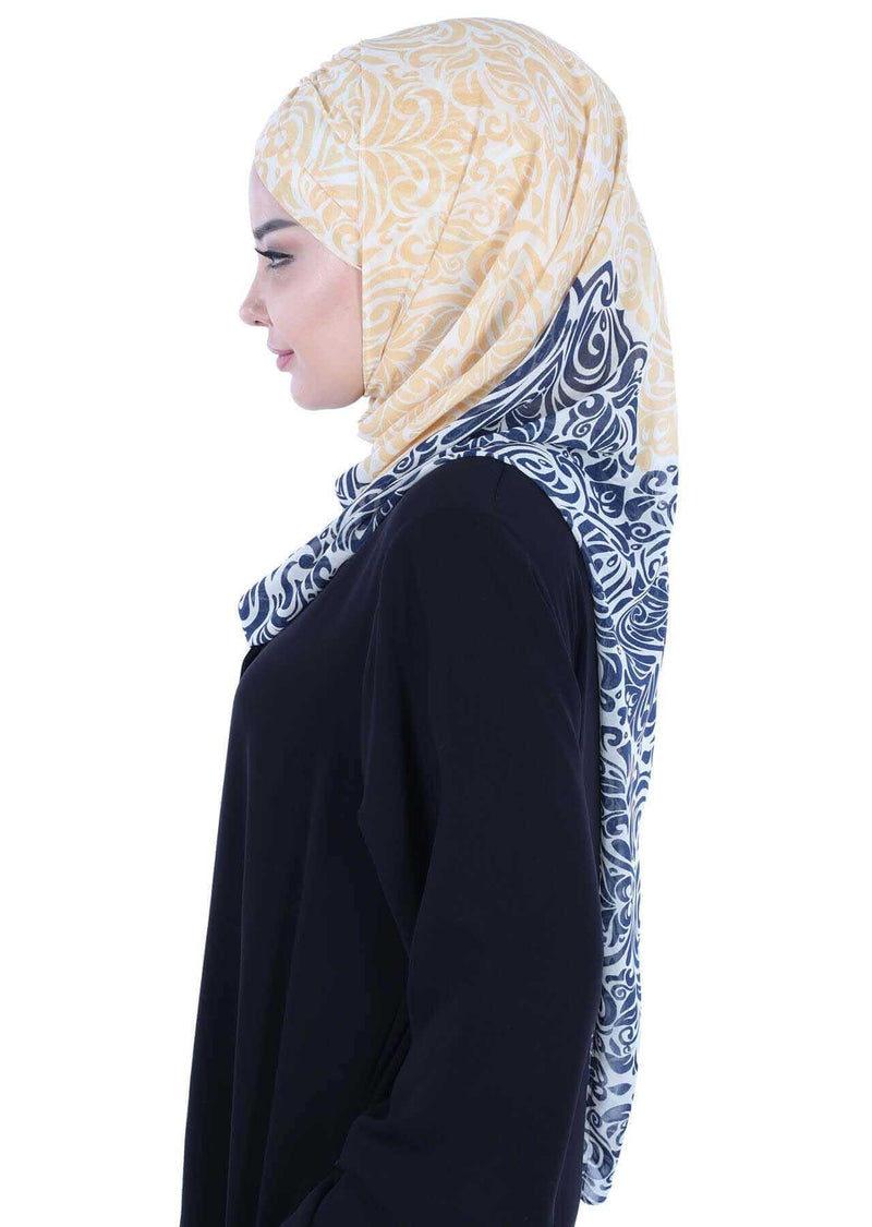 Eleganter gemusterter Instant-Chiffon-Schal-Hijab für Damen, leichtes, atmungsaktives Damen-Kopftuch, CPS-502D