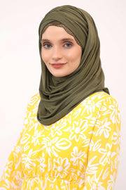 Instant Shawl for Women %95 Cotton Modesty Turban Lace Detailed Head Wrap Scarf Front Trimmed,CPS-48 White