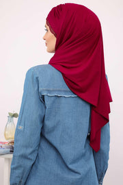 Instant Shawl for Women %95 Cotton Modesty Turban Lace Detailed Head Wrap Scarf Front Trimmed,CPS-48 Maroon