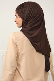 Instant Shawl for Women %95 Cotton Modesty Turban Lace Detailed Head Wrap Scarf Front Trimmed,CPS-48 Brown