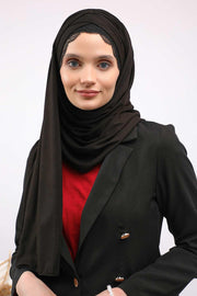 Instant Shawl for Women %95 Cotton Modesty Turban Lace Detailed Head Wrap Scarf Front Trimmed,CPS-48 Black