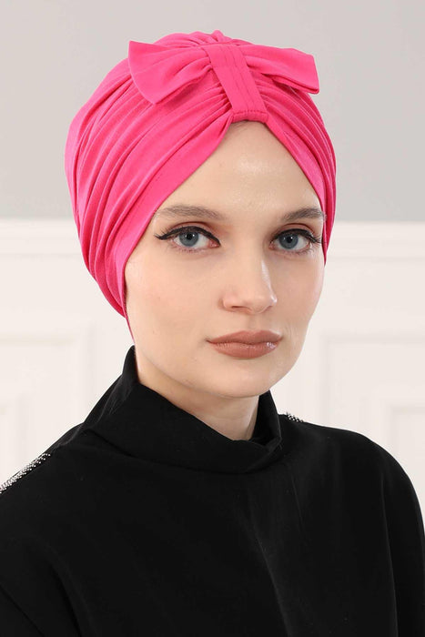 Instant Turban Bonnet Cap for Women Cotton Head Wrap Lightweight Head Scarf with Bowtie ,B-7