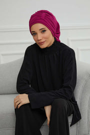 Instant Turban Chiffon Scarf Head Turbans For Women Headwear Stylish Elegant Design,HT-107 Fuchsia