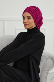 Instant Turban Chiffon Scarf Head Turbans For Women Headwear Stylish Elegant Design,HT-107 Fuchsia