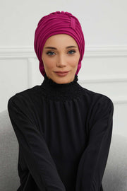 Instant Turban Chiffon Scarf Head Turbans For Women Headwear Stylish Elegant Design,HT-107 Fuchsia
