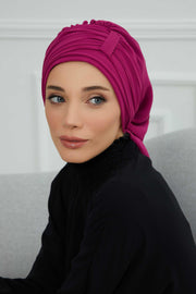 Instant Turban Chiffon Scarf Head Turbans For Women Headwear Stylish Elegant Design,HT-107 Fuchsia
