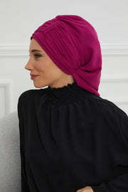 Instant Turban Chiffon Scarf Head Turbans For Women Headwear Stylish Elegant Design,HT-107 Fuchsia