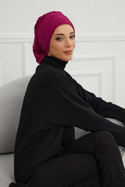 Instant Turban Chiffon Scarf Head Turbans For Women Headwear Stylish Elegant Design,HT-107 Fuchsia