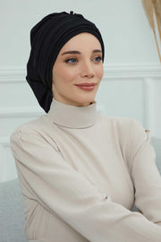Instant Turban Chiffon Scarf Head Turbans For Women Headwear Stylish Elegant Design,HT-107 Black
