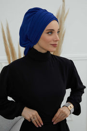 Instant Turban Chiffon Scarf Head Turbans For Women Headwear Stylish Elegant Design,HT-107 Sax Blue