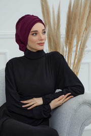 Instant Turban Chiffon Scarf Head Turbans For Women Headwear Stylish Elegant Design,HT-107 Damson