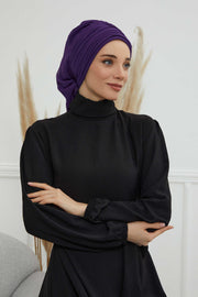 Instant Turban Chiffon Scarf Head Turbans For Women Headwear Stylish Elegant Design,HT-107 Purple