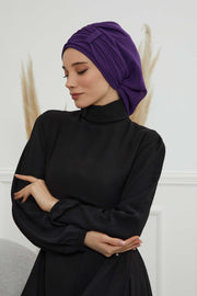 Instant Turban Chiffon Scarf Head Turbans For Women Headwear Stylish Elegant Design,HT-107 Purple
