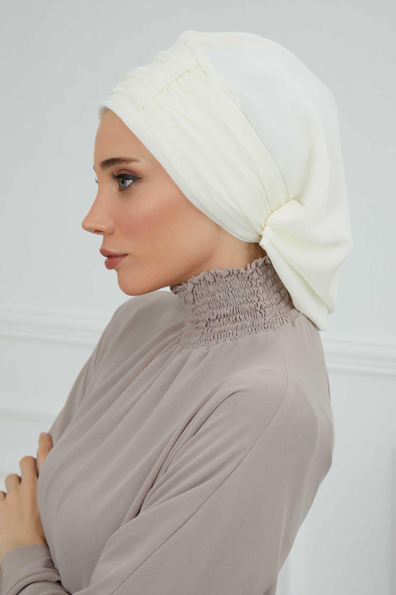 Instant Turban Chiffon Scarf Head Turbans For Women Headwear Stylish Elegant Design,HT-107 Ivory