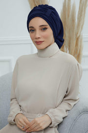 Instant Turban Chiffon Scarf Head Turbans For Women Headwear Stylish Elegant Design,HT-107 Navy Blue