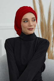 Instant Turban Chiffon Scarf Head Turbans For Women Headwear Stylish Elegant Design,HT-107 Red